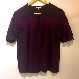 Beautiful short sleeved eggplant blouse
